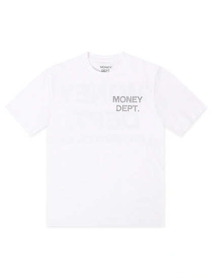 Money Dept. Rhinestone Tee - White/Black Denim Exchange