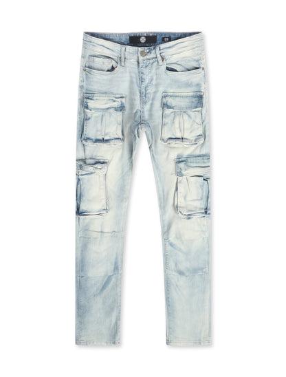 Jordan Craig Sean Cargo Jeans - Iced White Denim Exchange