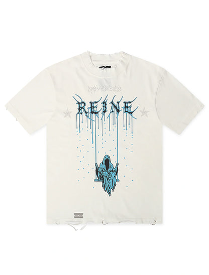 November Reign Storm Hand Shredded Tee - White Denim Exchange
