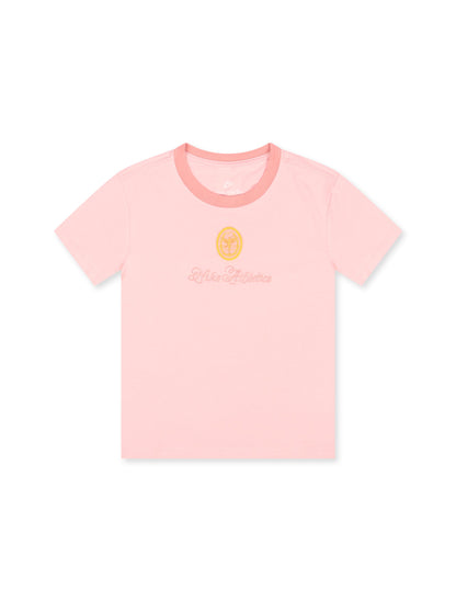 Nike Womens Sportswear Chill Cropped Knit Tee - Pink Glaze Denim Exchange