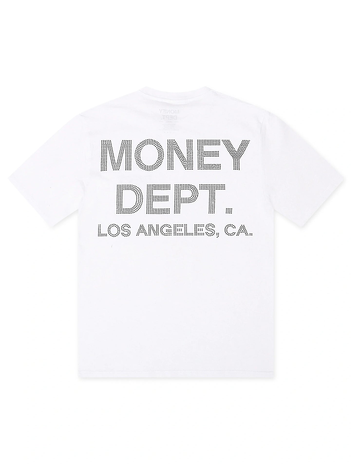 Money Dept. Rhinestone Tee - White/Black Denim Exchange