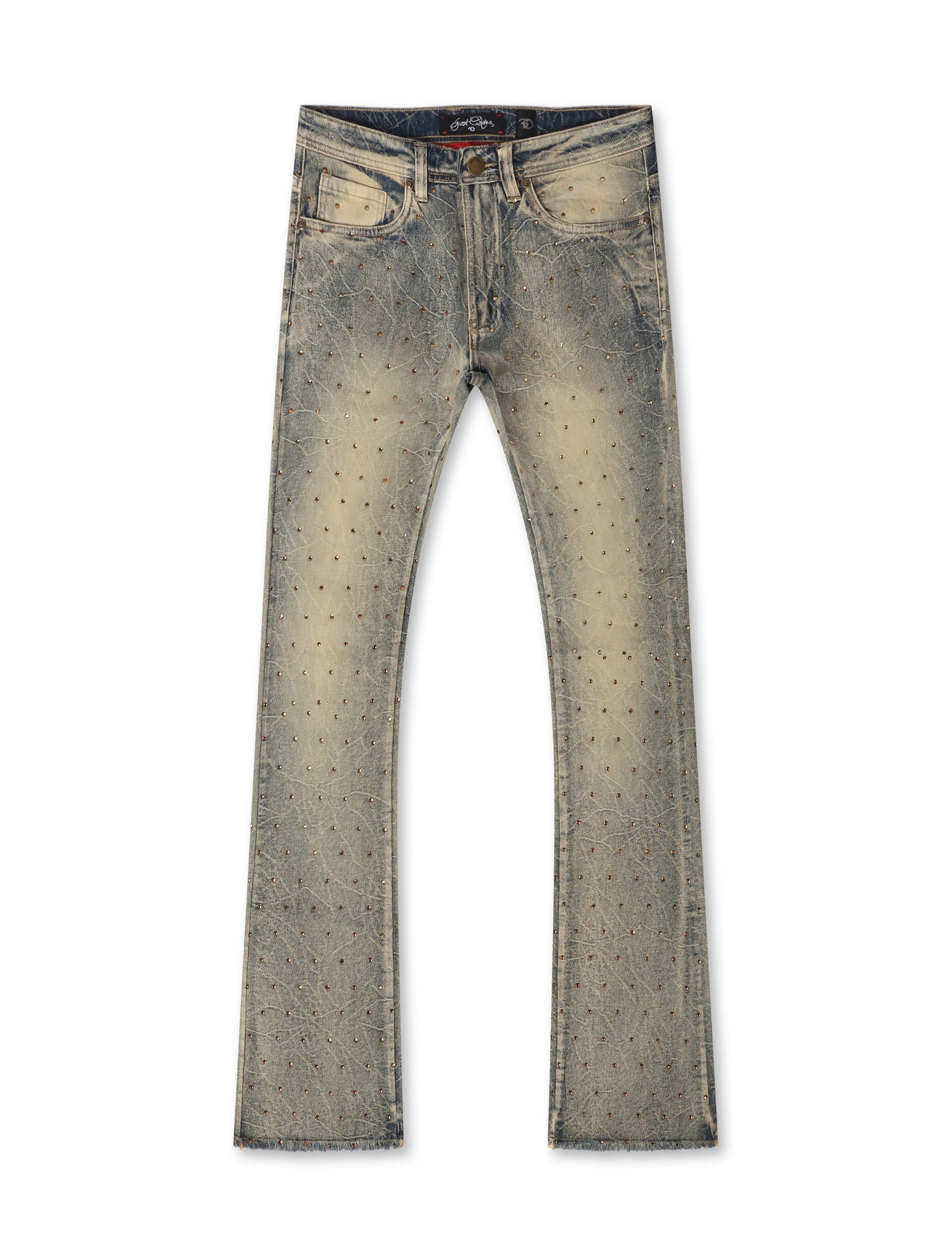 Frost Originals All Over Rhinestone Stacked Jean - Dirt Wash Denim Exchange