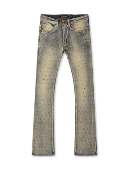 Frost Originals All Over Rhinestone Stacked Jean - Dirt Wash Denim Exchange