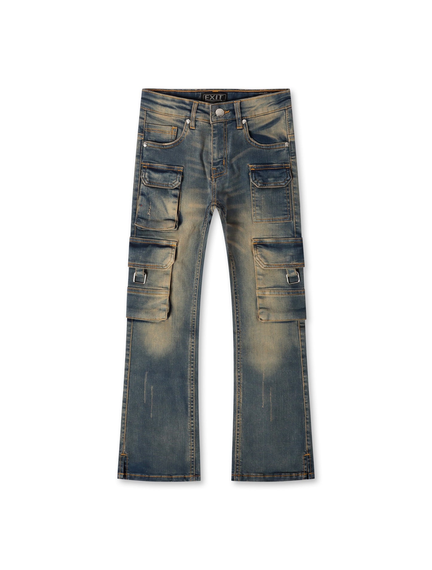 Exit Apparel Stacked Cargo Jeans - Blue Denim Exchange