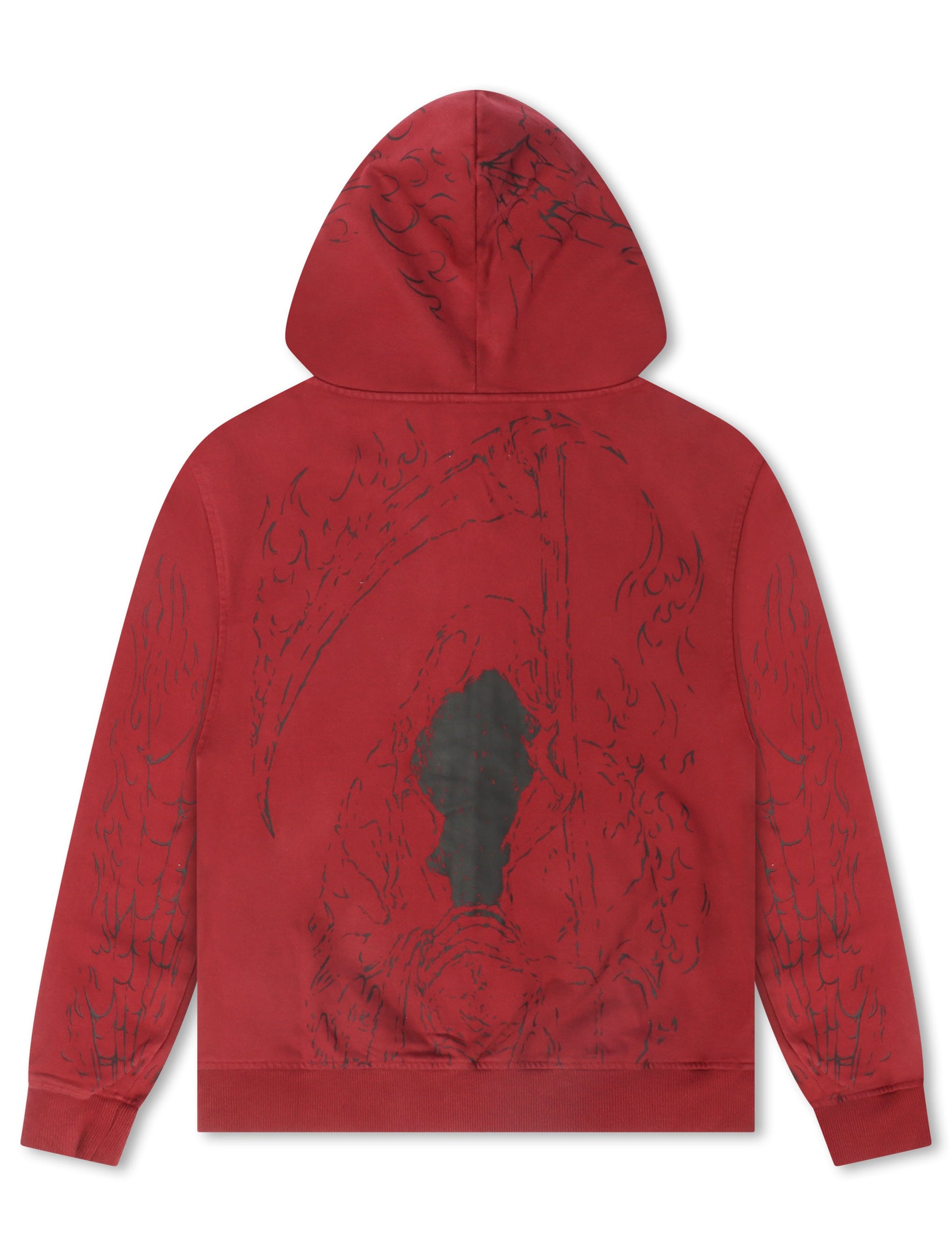 Revenge Tattoo Zip Jacket - Red/Black Denim Exchange