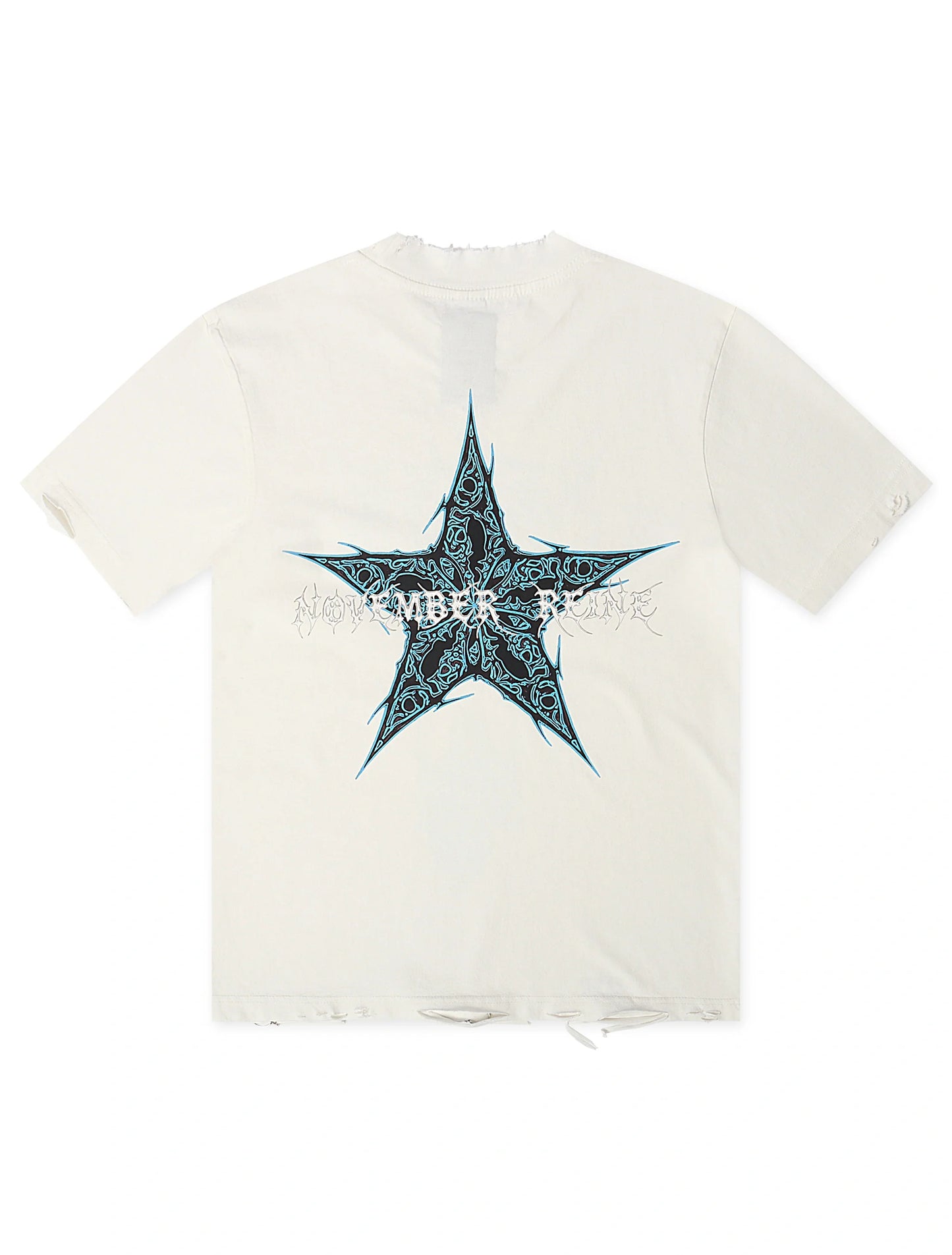 November Reign Storm Hand Shredded Tee - White Denim Exchange