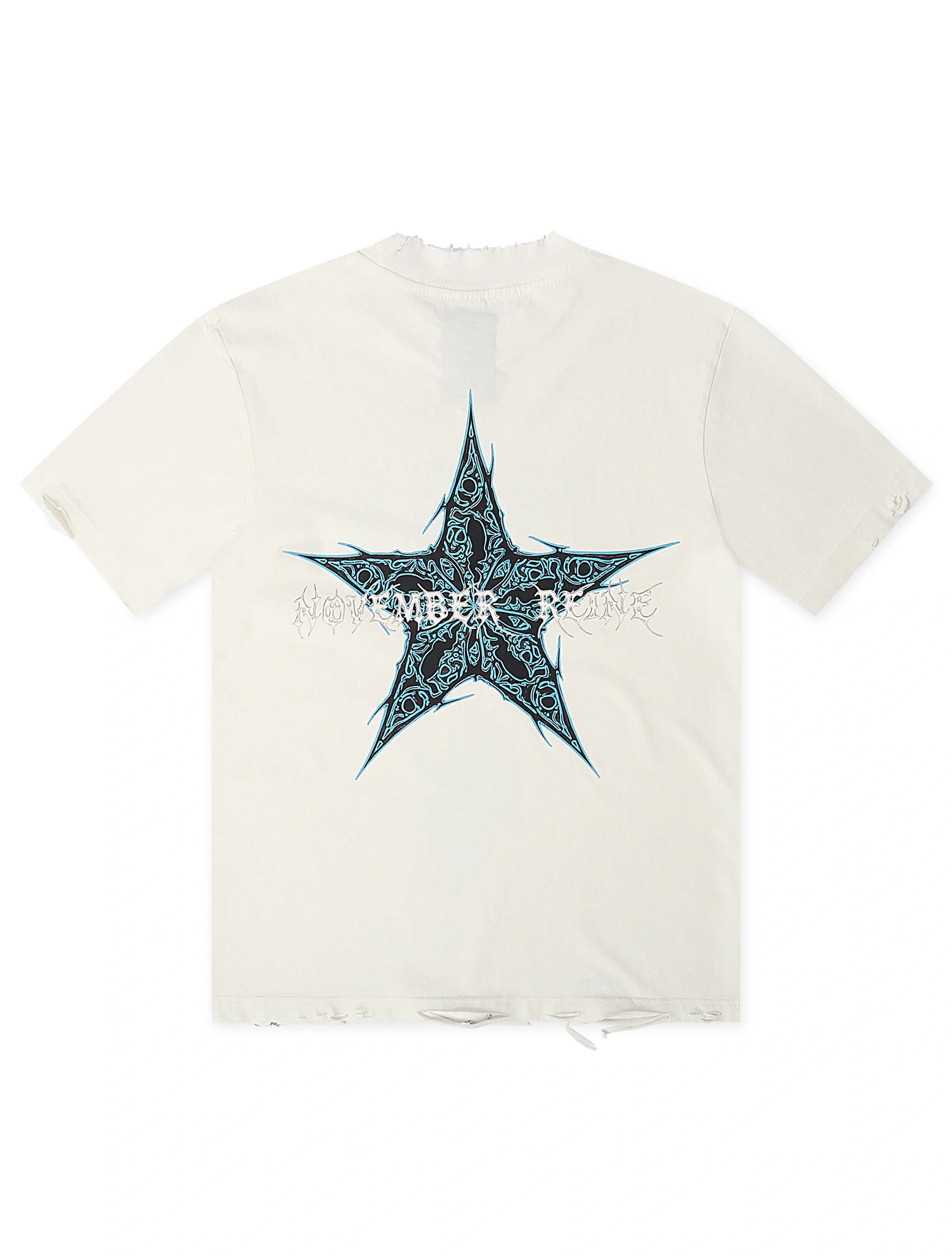 November Reign Storm Hand Shredded Tee - White Denim Exchange