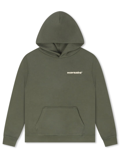Warsaint Dual Logo Hoodie - Olive Green Denim Exchange