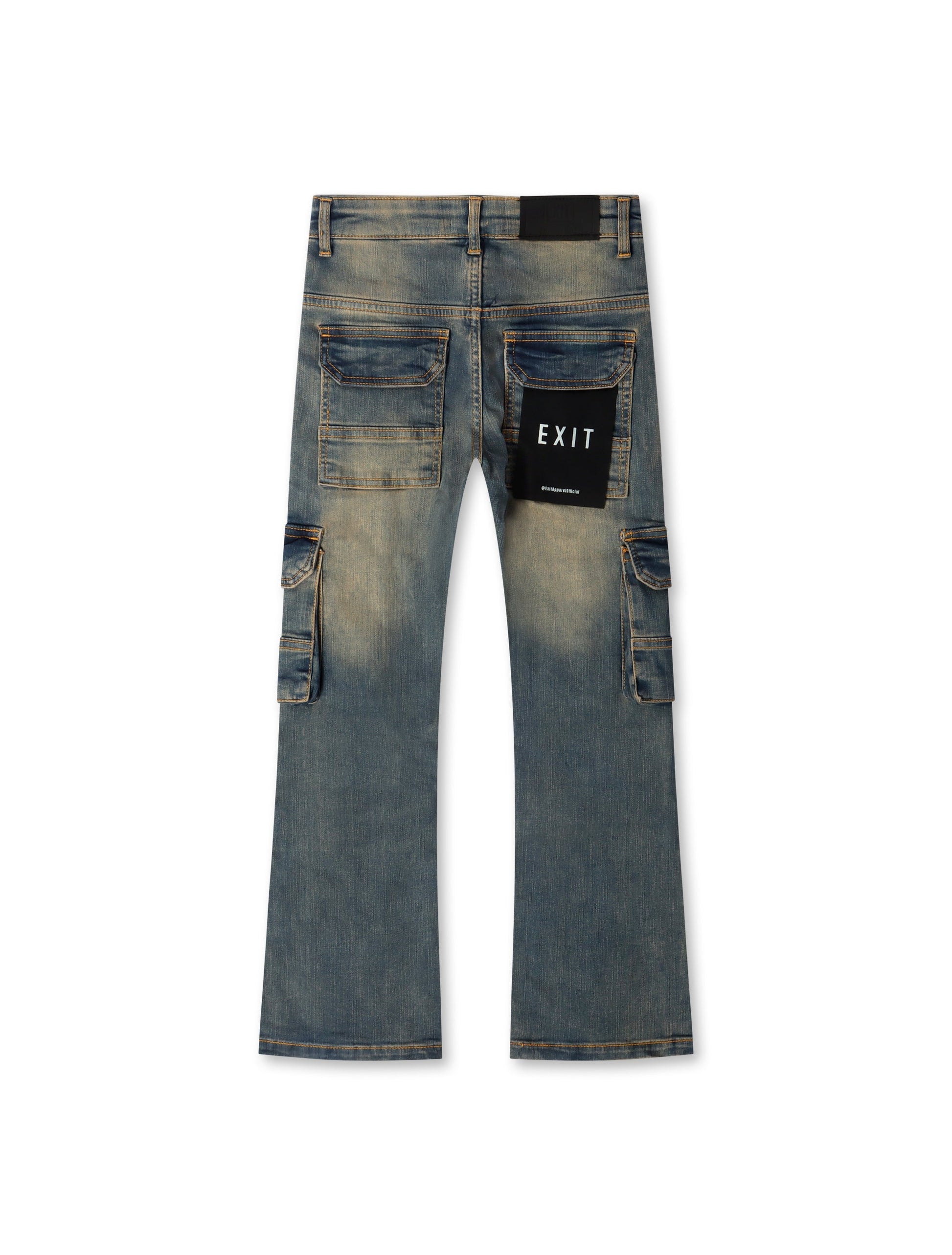 Exit Apparel Stacked Cargo Jeans - Blue Denim Exchange