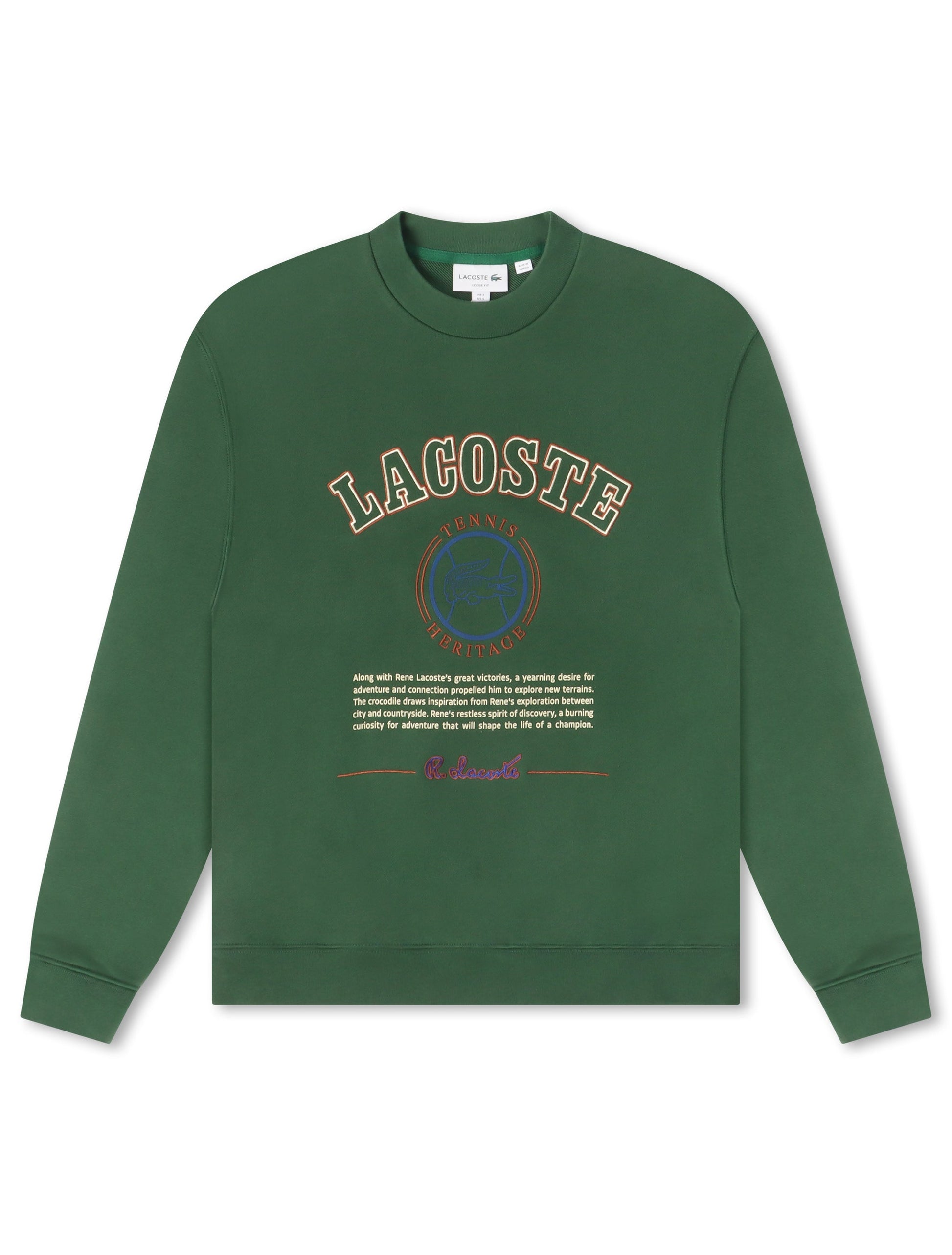 Lacoste Embroidered Fleece Sweatshirt - Green Denim Exchange