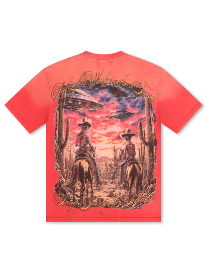 Majestik Department Alien Cowboy Tee - Red Denim Exchange