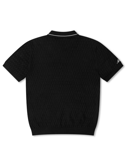 Malbon Crest Knit Polo - Black Denim Exchange