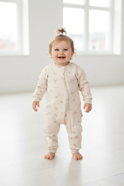 Little Lamb Zip-Up Organic Romper Honey and Hive