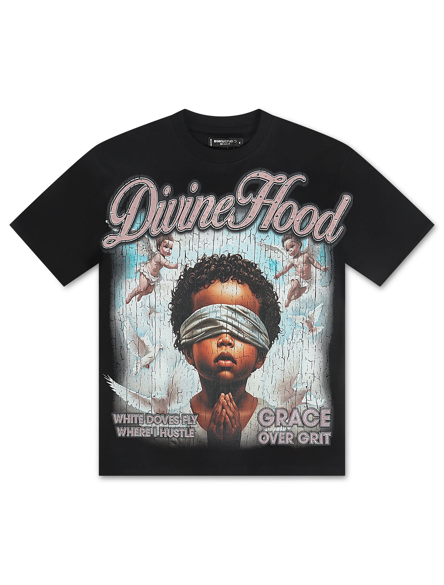 Roku Studio Divine Hood Boxy Tee - Black Denim Exchange