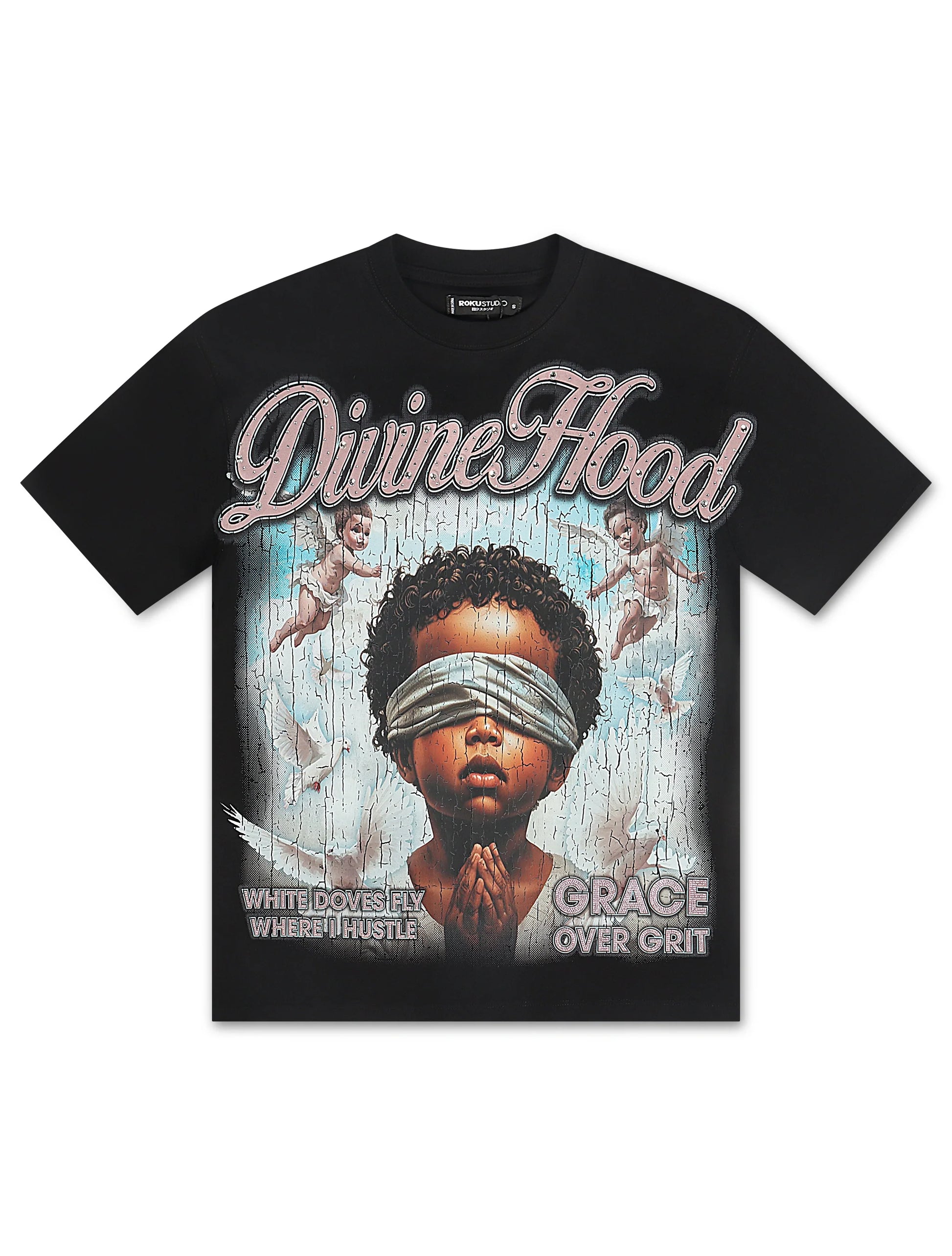 Roku Studio Divine Hood Boxy Tee - Black Denim Exchange
