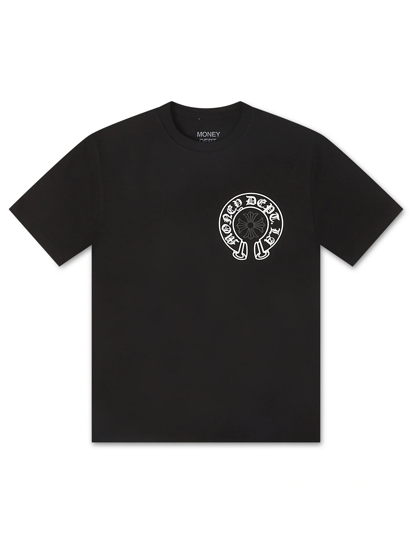 Money Dept. Vintage Old English Tee - Black/White/Black Denim Exchange