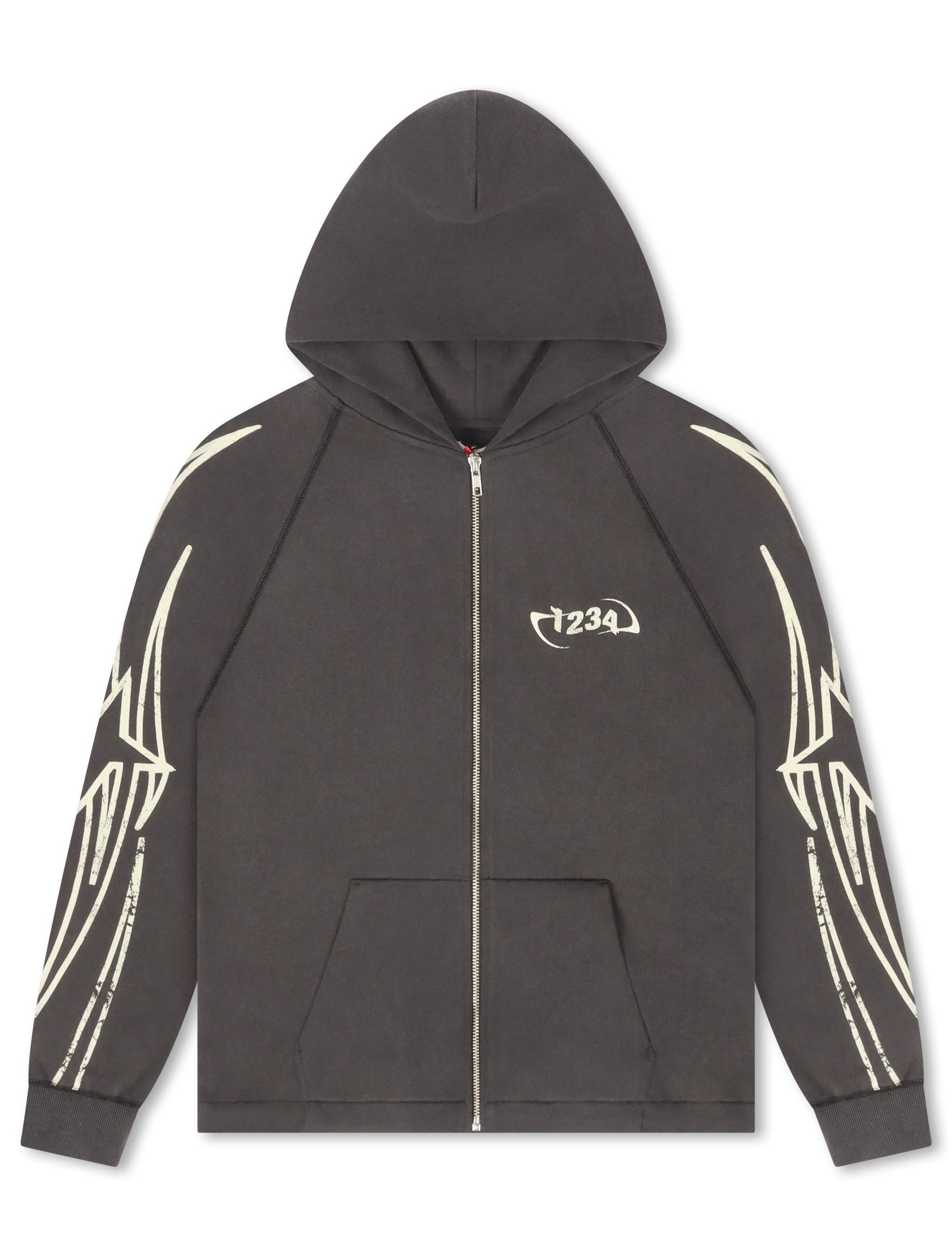 BLDG4 Streak Zip-up Hoodie - Charcoal Art Denim Exchange