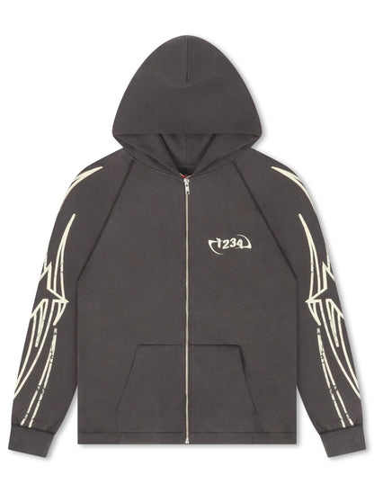 BLDG4 Streak Zip-up Hoodie - Charcoal Art Denim Exchange