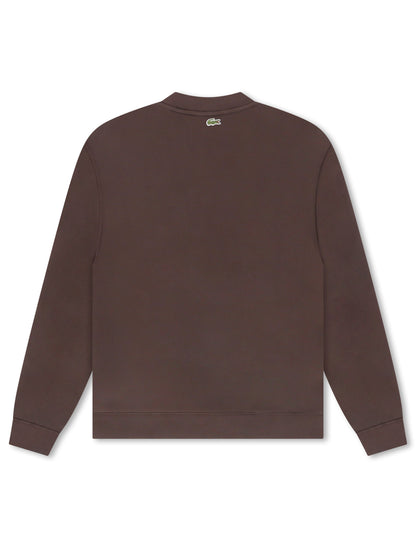 Lacoste Embroidered Shield Fleece Sweatshirt - Brown Denim Exchange