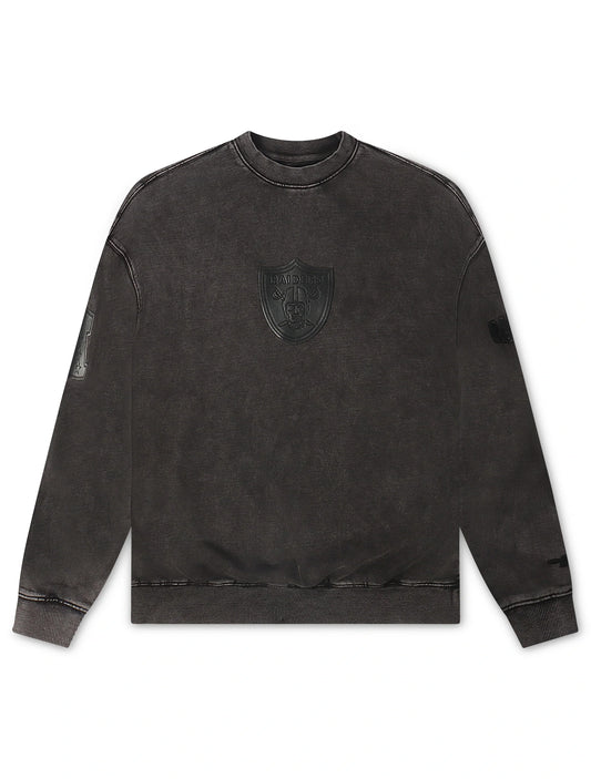 Pro Standard Raiders Enzyme Drop Shoulder Crewneck - Washed Black Denim Exchange