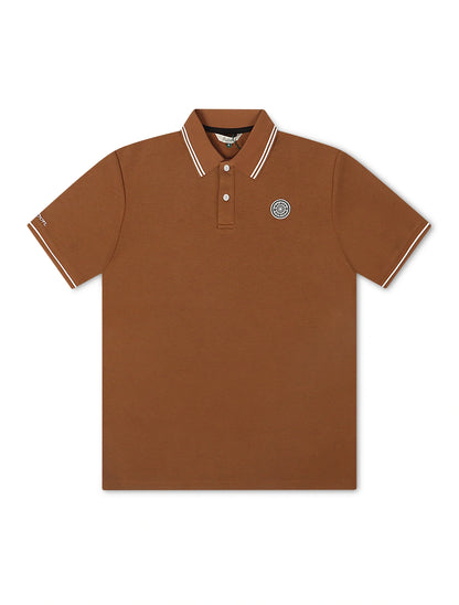 Malbon Fairway Applique Pique Polo - British Tan Denim Exchange