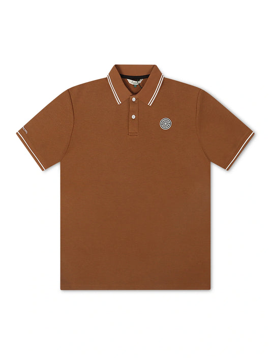 Malbon Fairway Applique Pique Polo - British Tan Denim Exchange