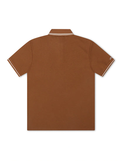 Malbon Fairway Applique Pique Polo - British Tan Denim Exchange