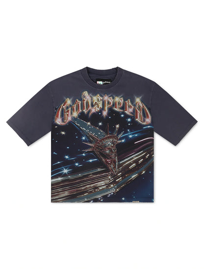Godspeed Liberty Cruiser Boxy Tee - Navy Denim Exchange