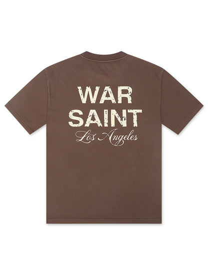 Warsaint LA Script Tee - Brown/White Denim Exchange