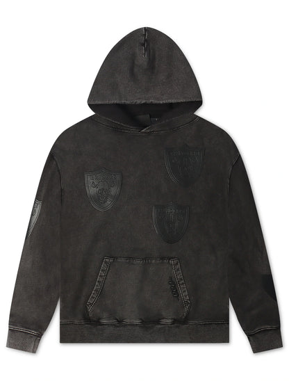 Pro Standard Raiders All Over Logo Hoodie - Washed Black Denim Exchange
