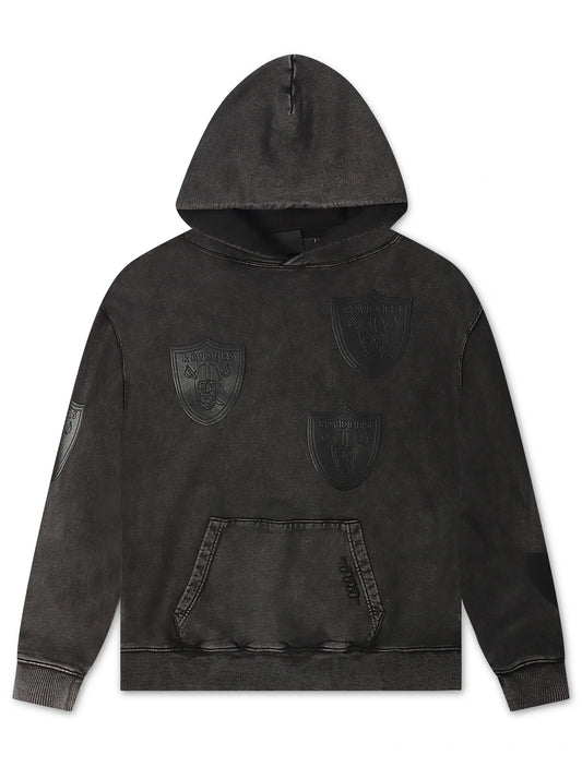 Pro Standard Raiders All Over Logo Hoodie - Washed Black Denim Exchange