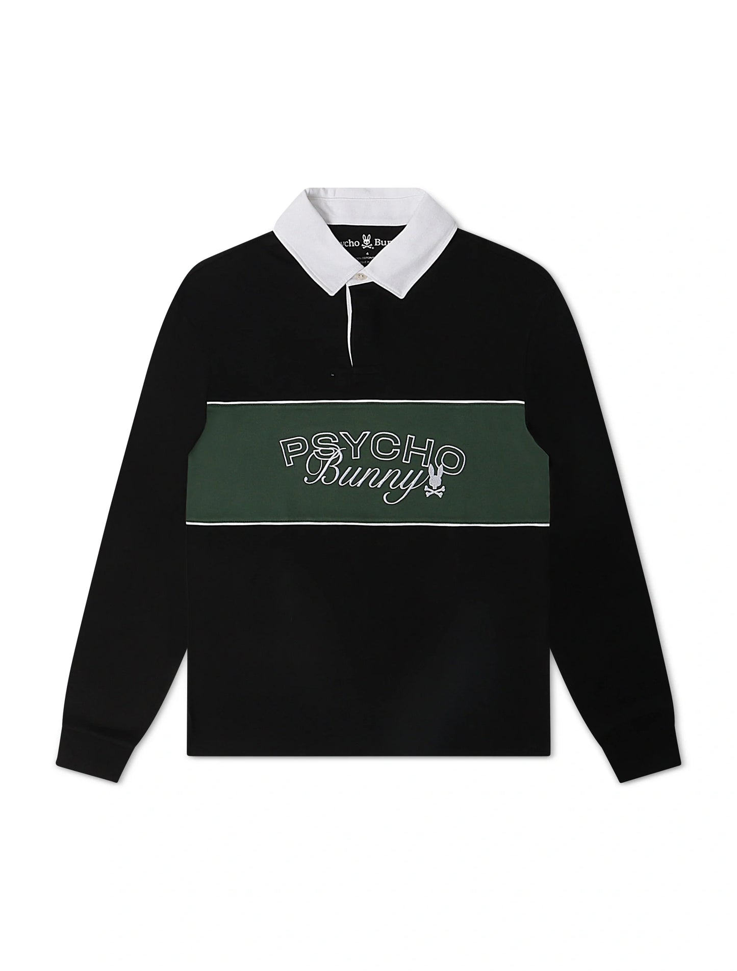 Psycho Bunny Kids Enzo Long Sleeve Rugby Tee - Black/Green Denim Exchange
