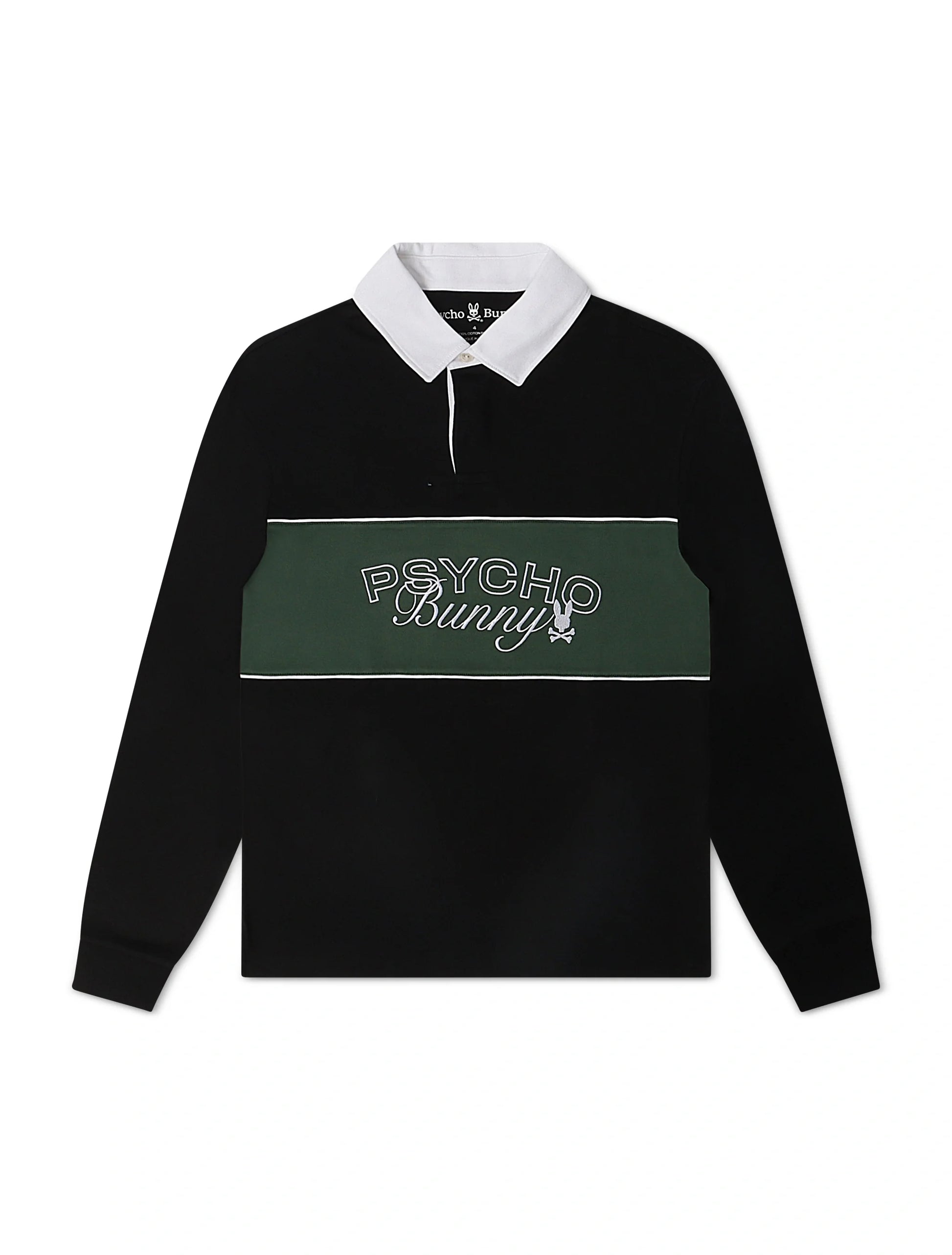 Psycho Bunny Kids Enzo Long Sleeve Rugby Tee - Black/Green Denim Exchange