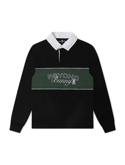 Psycho Bunny Kids Enzo Long Sleeve Rugby Tee - Black/Green Denim Exchange