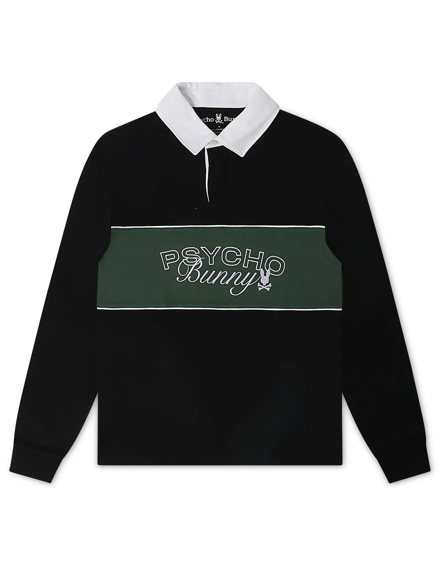 Psycho Bunny Mens Enzo Long Sleeve Rugby Tee - Black/Green Denim Exchange