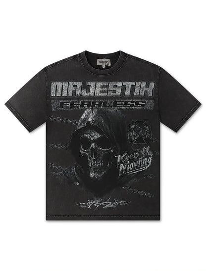 Majestik Keep it Movin Garment Dyed Tee - Black Denim Exchange