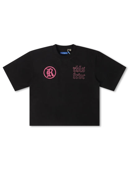 Rebel Denim Developmental Saints Cropped Tee - Black Denim Exchange