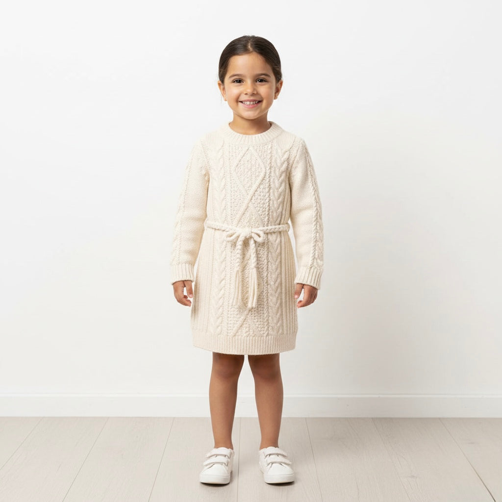 Winter Ivory Cable Knit Dress Honey and Hive