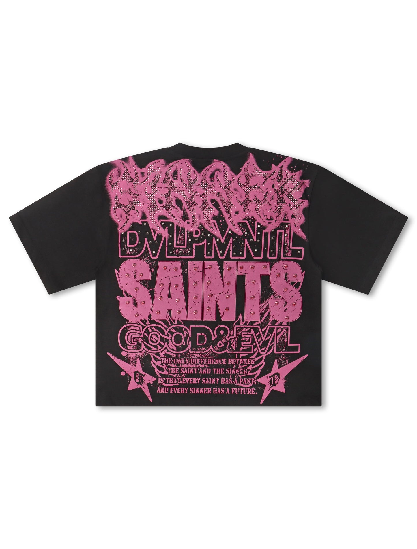 Rebel Denim Developmental Saints Cropped Tee - Black Denim Exchange