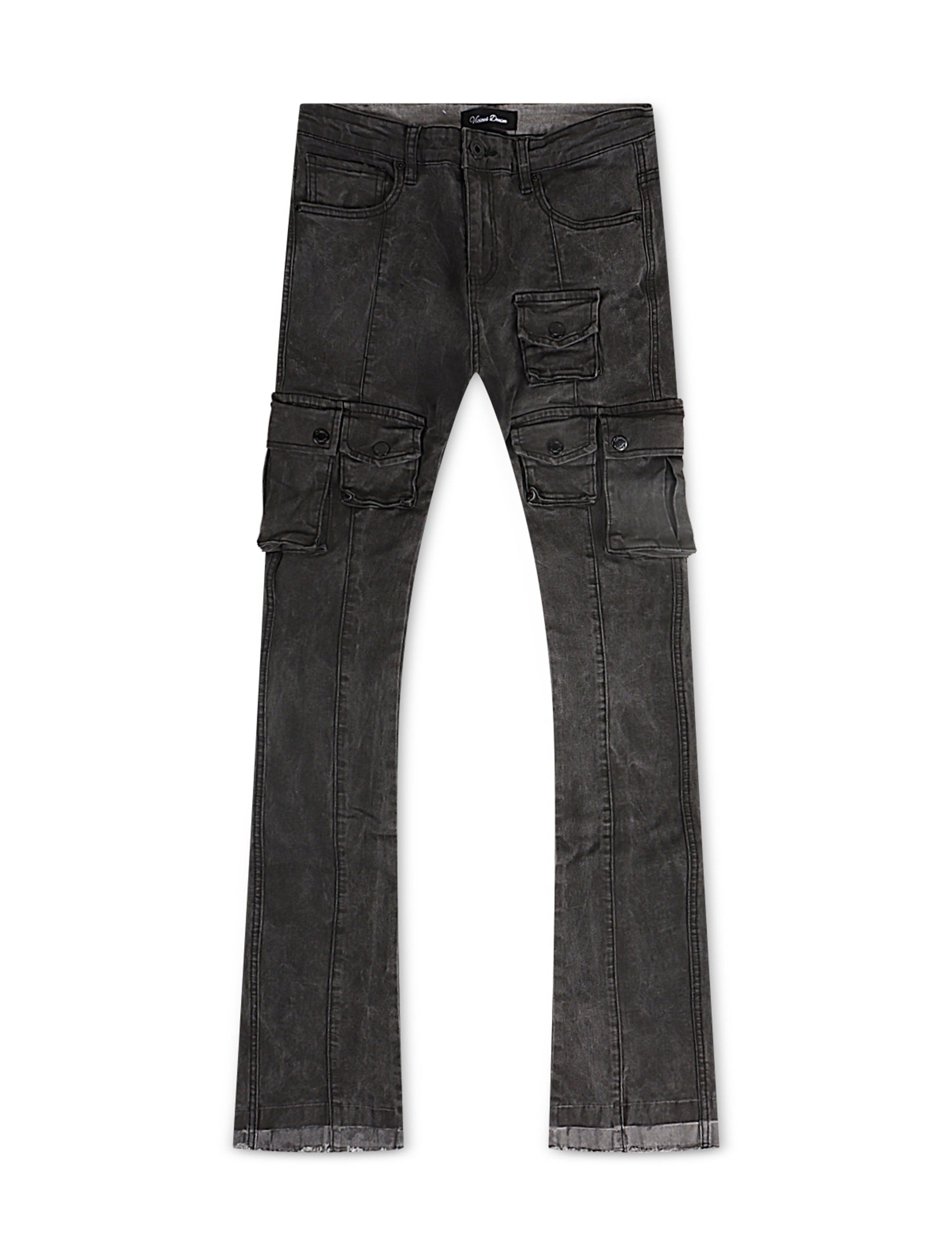 Vicious Denim Flare Stacked Fit Jeans - Black Denim Exchange