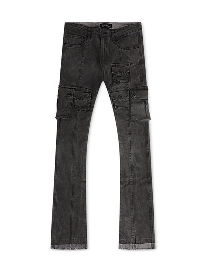 Vicious Denim Flare Stacked Fit Jeans - Black Denim Exchange