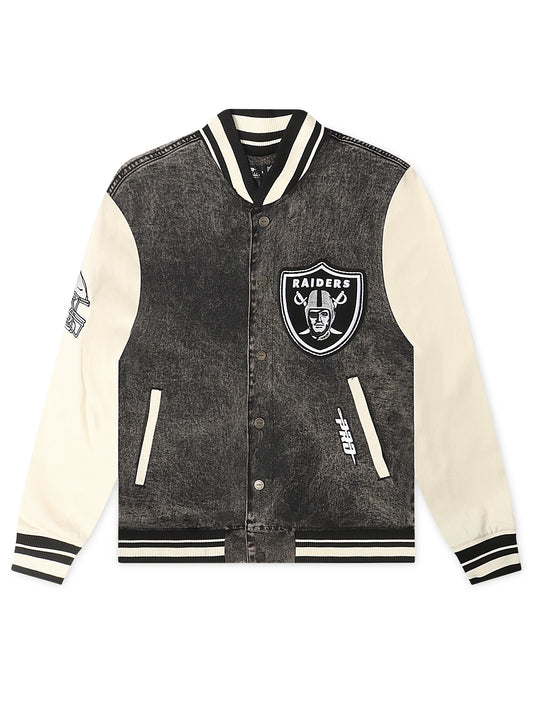 Pro Standard Raiders Rebel Athletics Jacket - Charcoal/Cream Denim Exchange