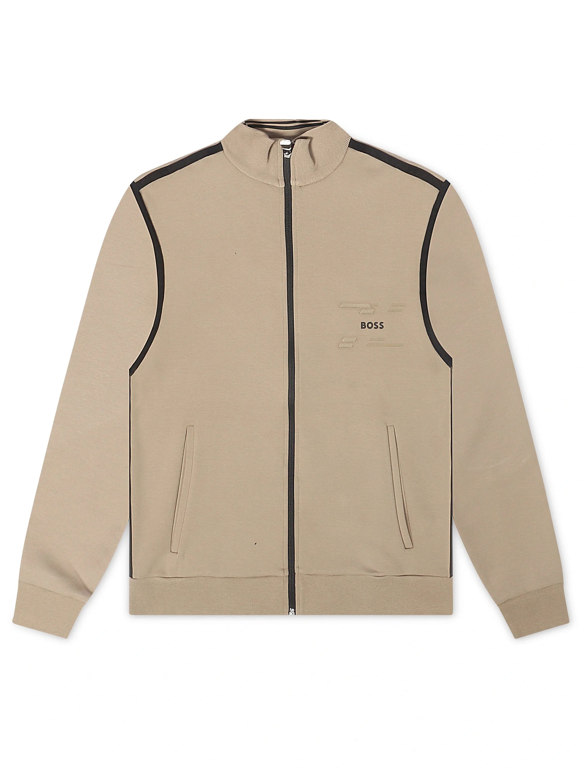 Boss Skaz Tape Zip Jacket - Beige Denim Exchange