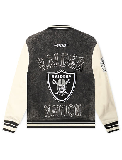Pro Standard Raiders Rebel Athletics Jacket - Charcoal/Cream Denim Exchange