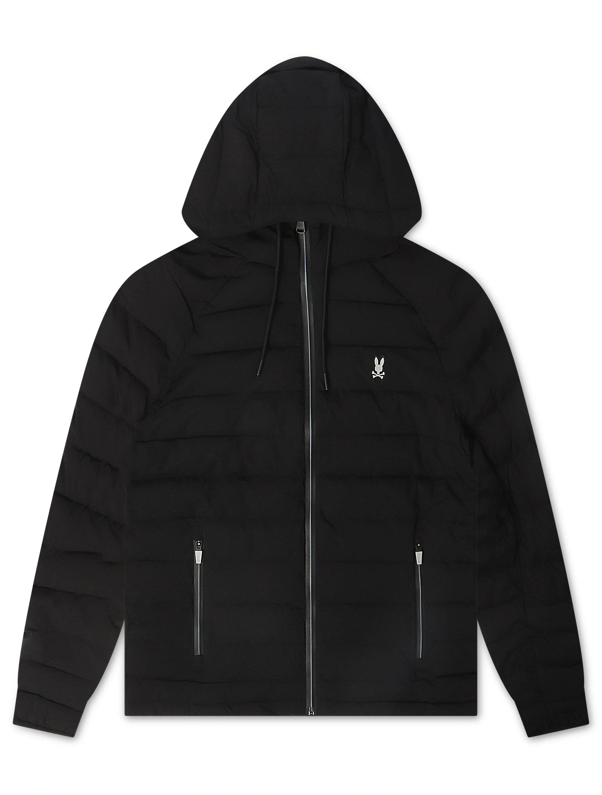 Psycho Bunny Mens Humphrey Hooded Puffer Jacket - Black Denim Exchange
