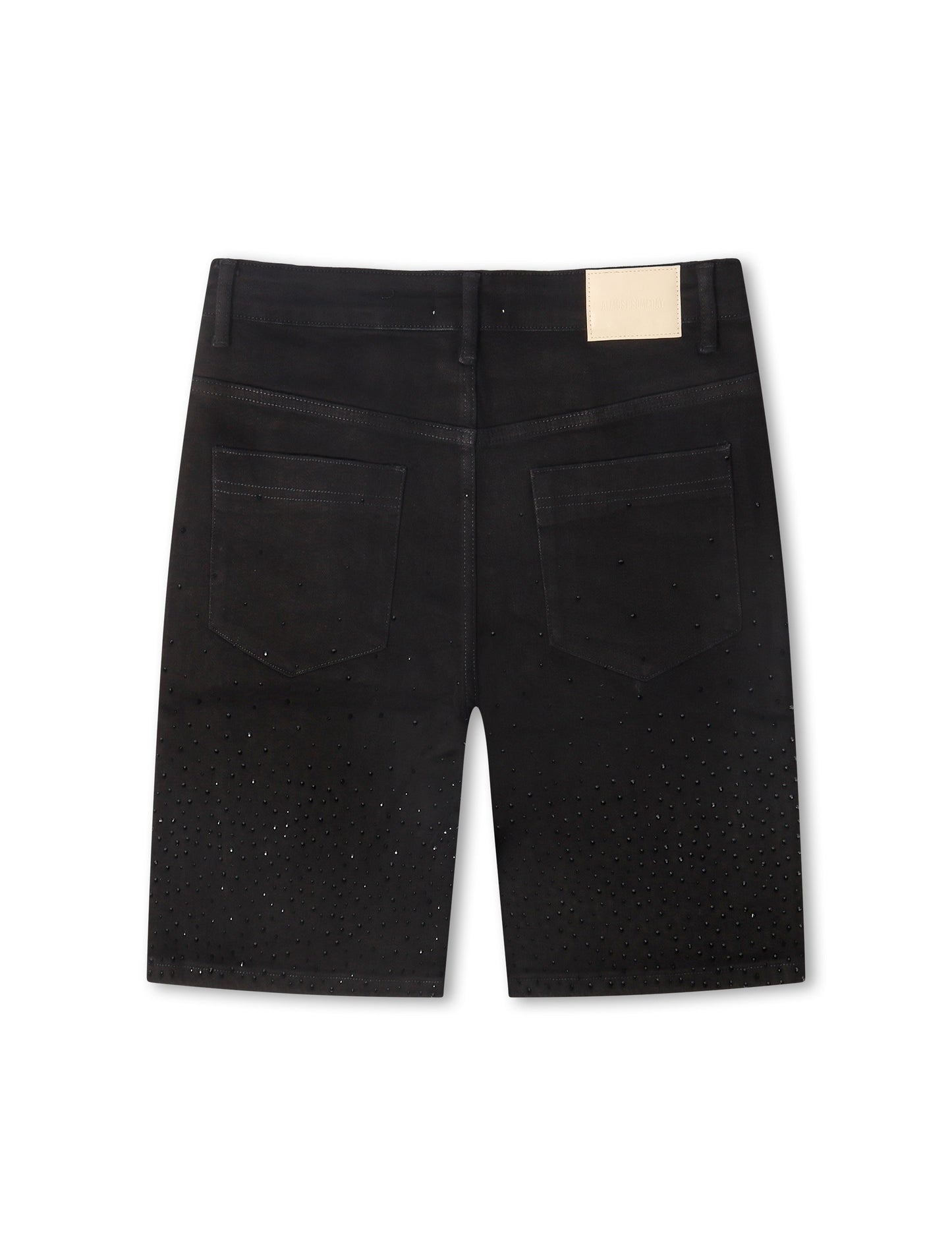 Almost Someday Solomon Rhinestone Jorts - Black Denim Exchange