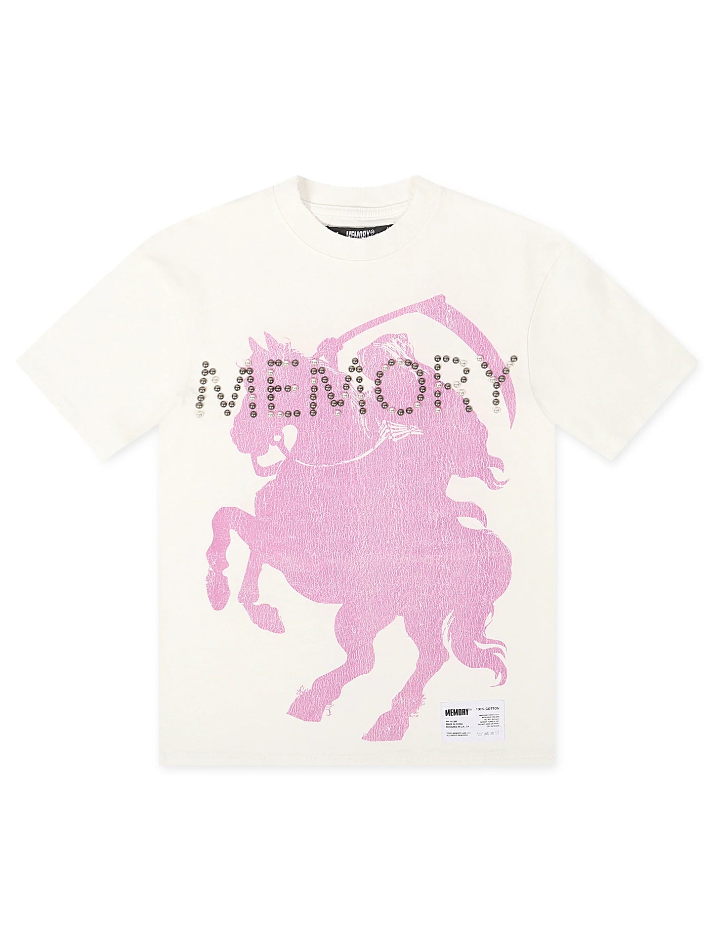 Memory Lane Studded Tee - White Denim Exchange