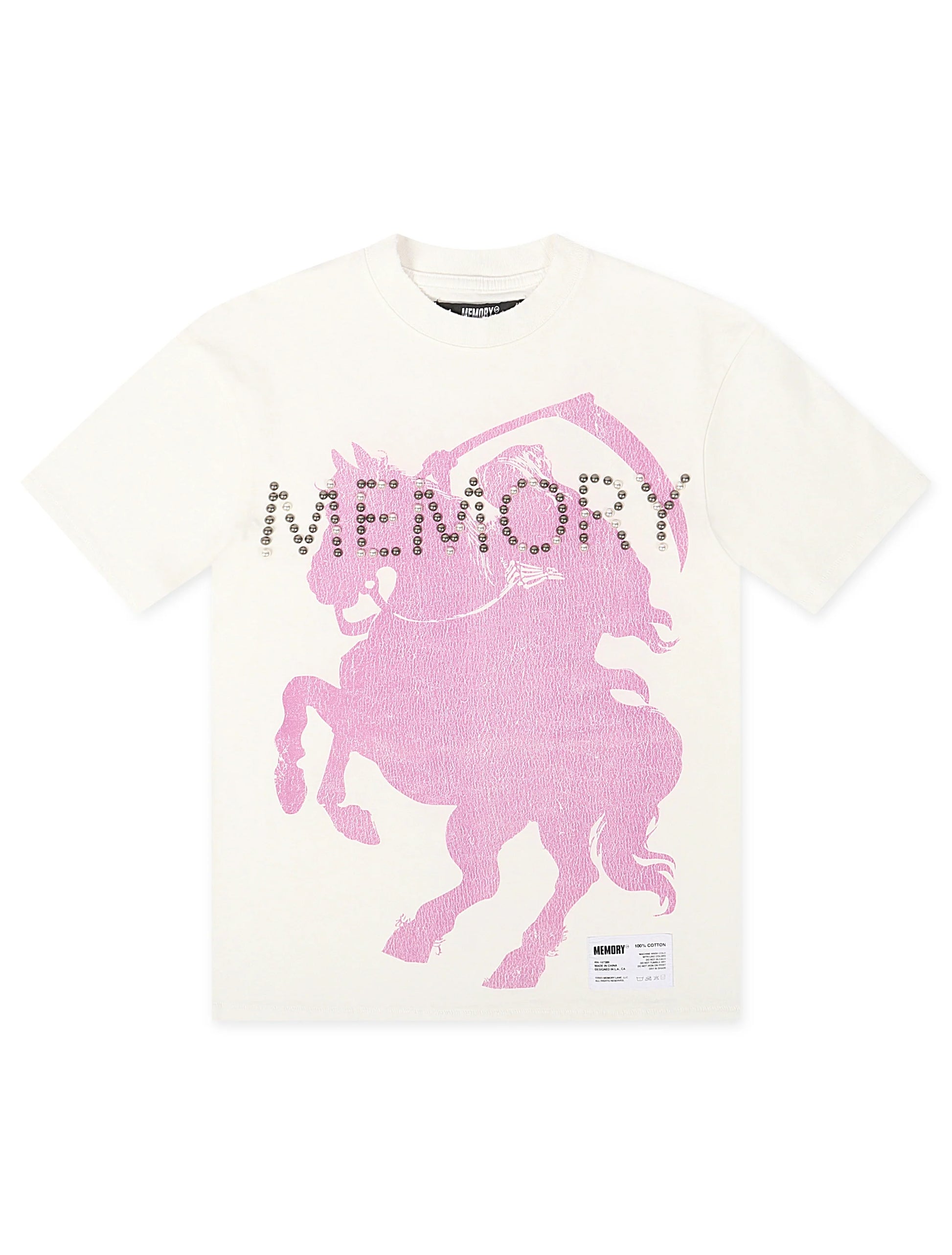 Memory Lane Studded Tee - White Denim Exchange
