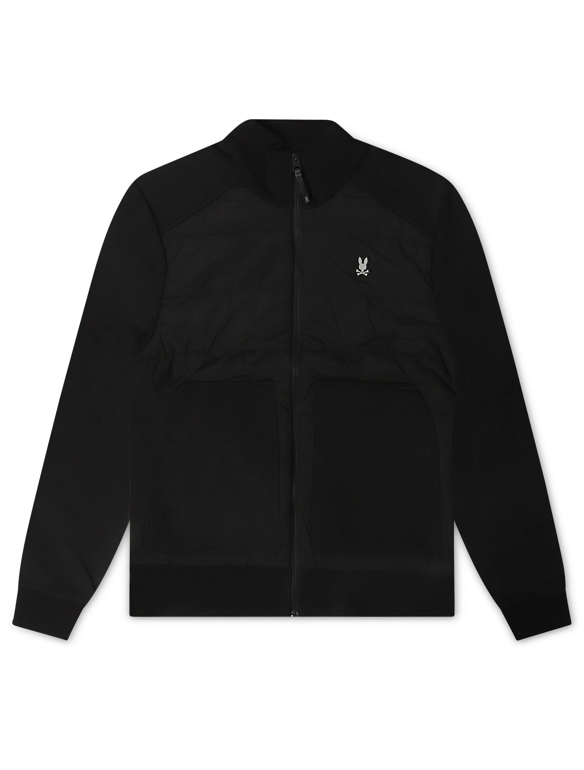 Psycho Bunny Mens Michael Mixed Media Zip Flannel - Black Denim Exchange