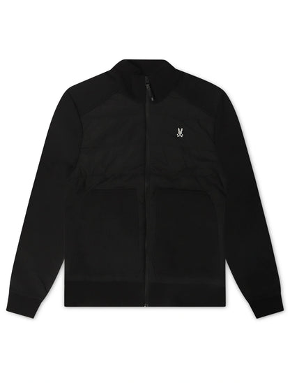 Psycho Bunny Mens Michael Mixed Media Zip Flannel - Black Denim Exchange